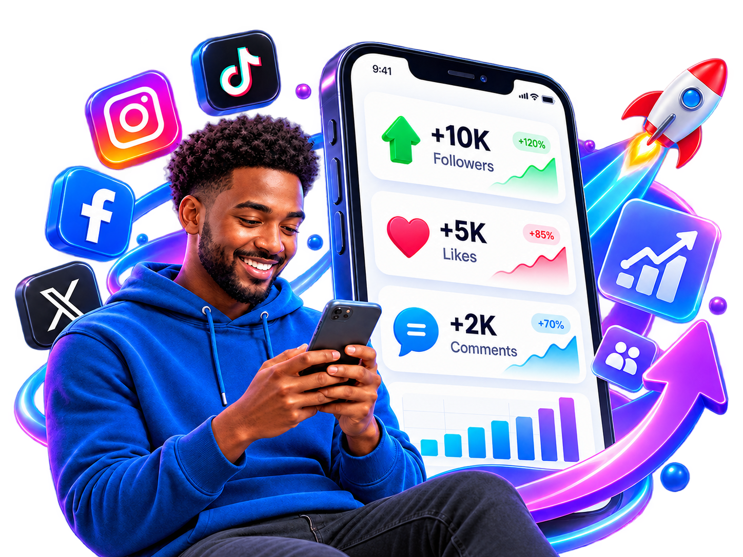 Grow followers, likes and comments with NetContacts